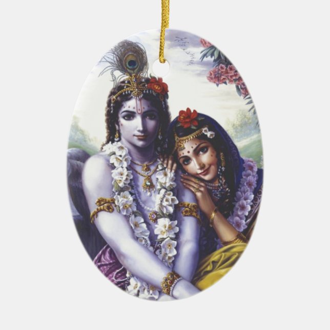 Radha and Krishna Ceramic Tree Decoration (Front)