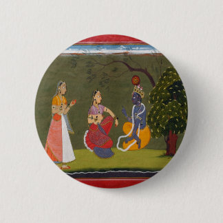 Radha and Krishna in Discussion 6 Cm Round Badge