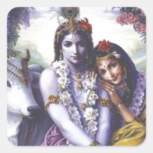 Radha and Krishna Square Sticker