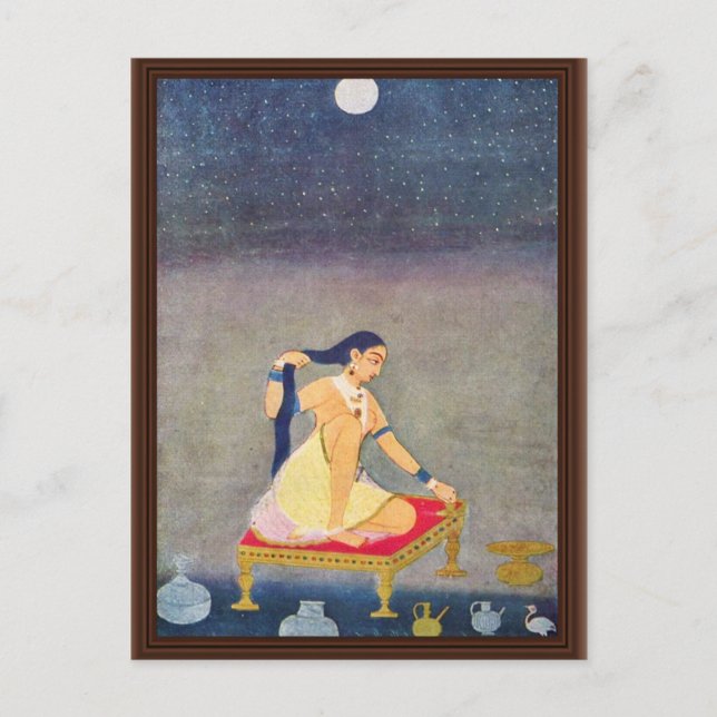 Radha At Night. Mughal Painting Ca 1650Th By Indis Postcard (Front)