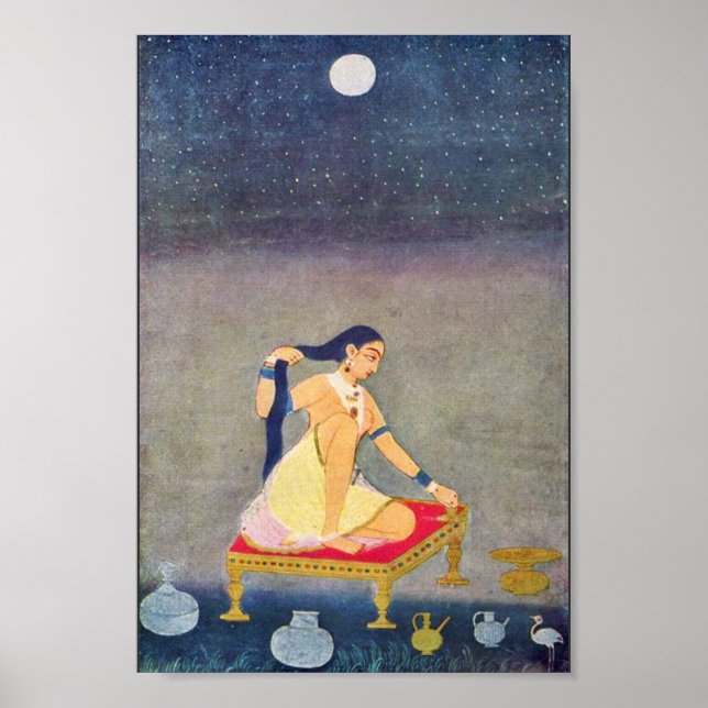 Radha At Night. Mughal Painting Ca 1650Th By Indis Poster (Front)