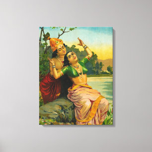 Radha Bilas by Raja Ravi Varma Canvas Print