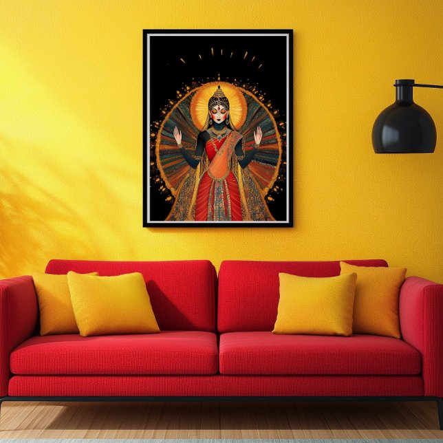 Radha Goddess of Love & Compassion Black Red Gold Poster (Creator Uploaded)