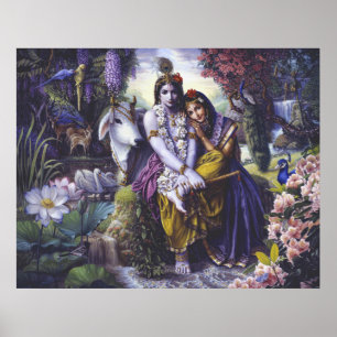 Radha Krishna All-Attractive Couple canvas Poster