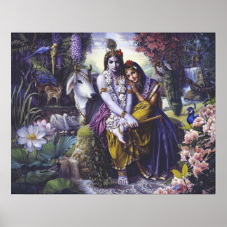 Radha Krishna All-Attractive Couple canvas Poster