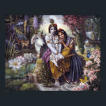 Radha Krishna All-Attractive Couple poster print<br><div class="desc">This is one of,  if not the most famous and loved paintings of Radha and Krishna in a beautiful portrait painted by fine art transcendental realism artist Vishnudas. Customise it: size of poster,  frames,  type of paper,  canvas etc.</div>