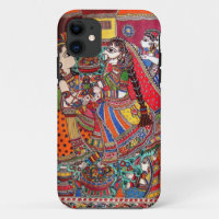 RADHA KRISHNA HINDU GODS MADHUBANI ART STYLE