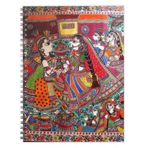 RADHA-KRISHNA MADHUBANI ANCIENT INDIAN ART STYLE NOTEBOOK