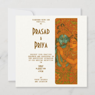 Radha Krishna Mural painting Indian Hindu Save The Date