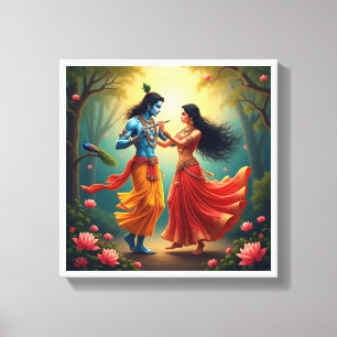 Radha Krishna Spiritual Paintings 🌺🎶. Canvas Print