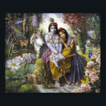 Radha & Krishna -The Divine All-Attractive Couple Poster<br><div class="desc">The Divine All-Attractive Couple Radh and Krishna sit in Their eternal realm,  in the beautiful forest of Vrindavana - this is one of the most famous Radha Krishna paintings in the world!</div>