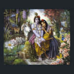 Radha & Krishna -The Divine All-Attractive Couple Poster<br><div class="desc">The Divine All-Attractive Couple Radh and Krishna sit in Their eternal realm,  in the beautiful forest of Vrindavana - this is one of the most famous Radha Krishna paintings in the world!</div>