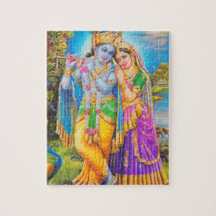 Radha Krishna with Flute Hare Krishna Jigsaw Puzzle