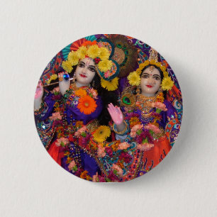 Radha-Krsna Rainbow Button
