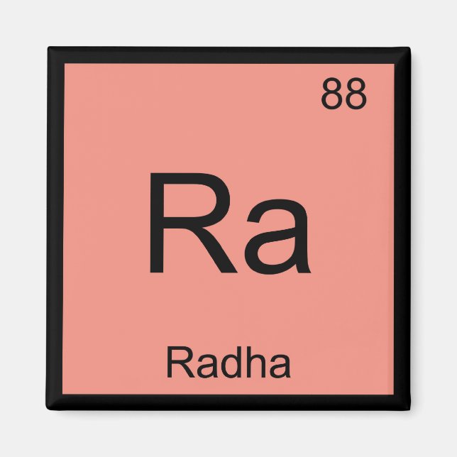 Radha Name Chemistry Element Periodic Table Magnet (Front)