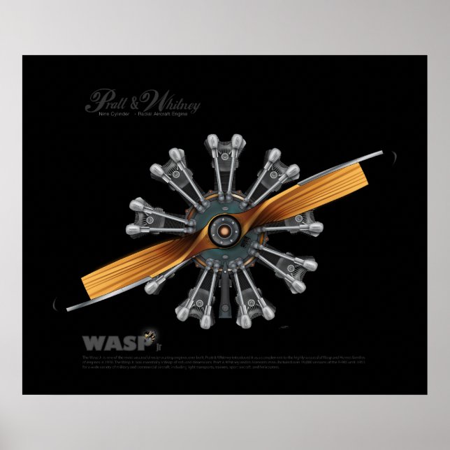 Radial Aircraft Engine with Prop Art Poster (Front)