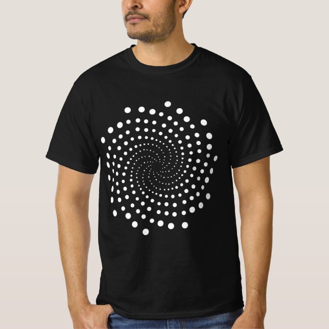 Radial Cicle Shape Abstract Dots Geometric Pattern T-Shirt (Front)