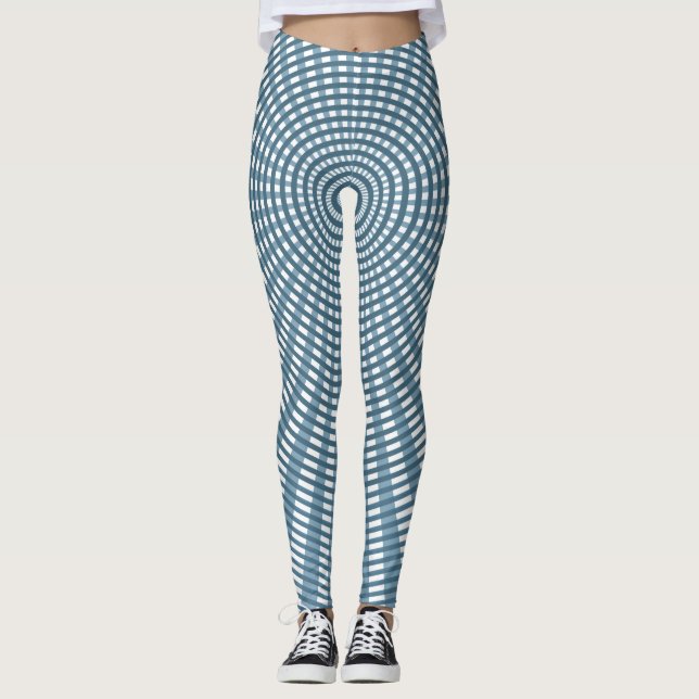 Radial Circular Weaving Pattern - Blue Leggings (Front)