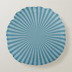 Radial Circular Weaving Pattern - Blue/Silver Round Cushion