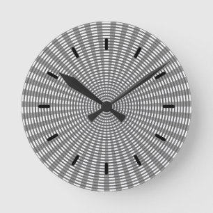 Radial Circular Weaving Pattern - Silver Round Clock