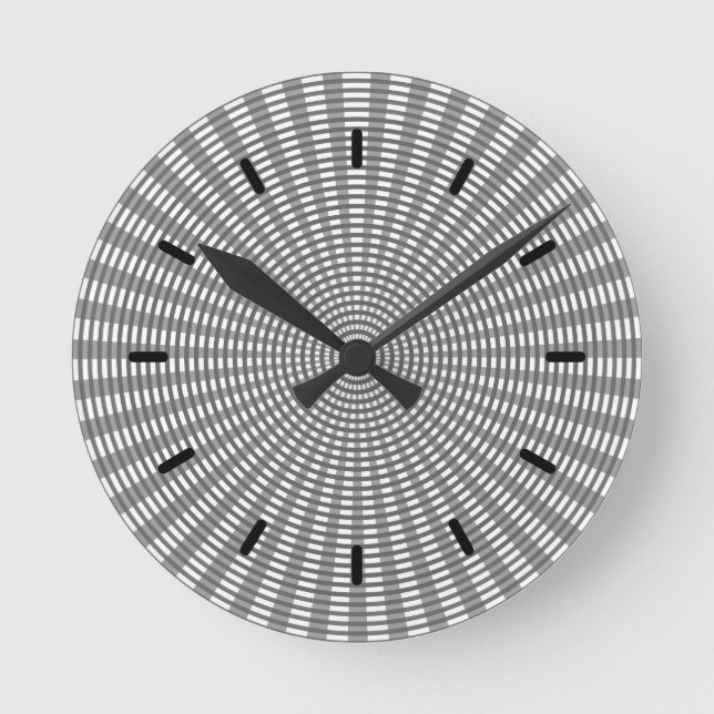 Radial Circular Weaving Pattern - Silver Round Clock (Front)