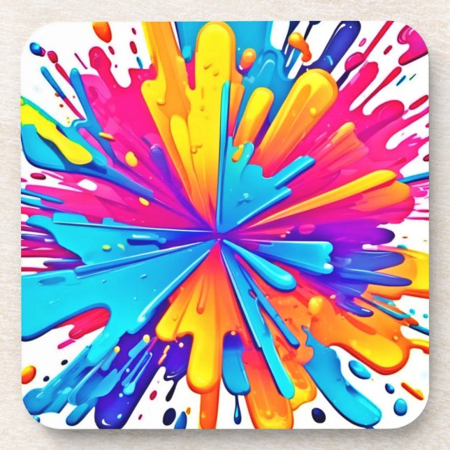Radial Colour Burst Art Coaster (Front)