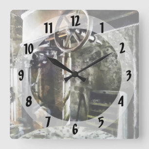 Radial Drill Press In Machine Shop Square Wall Clock