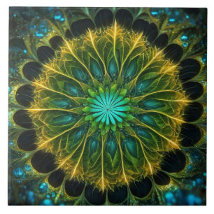 Radial Foliage Abstract Ceramic Tile