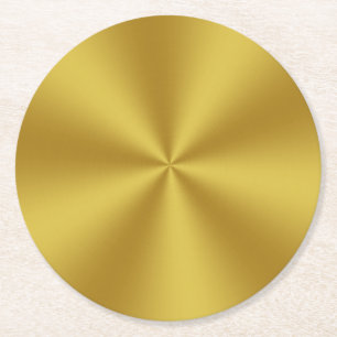 Radial Metallic Look Faux Gold Round Paper Coaster