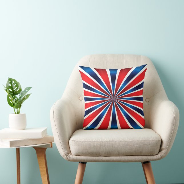 Radial Pattern Red White Blue  Cushion (Chair)