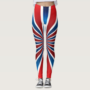 Radial Pattern Red White Blue  Leggings