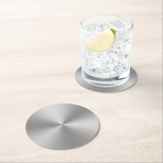 Radial | Silver Brushed Metal Look Round Paper Coaster