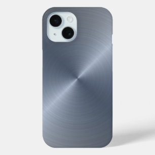 Radial Silver Metallic   Custom iPhone 15 Case