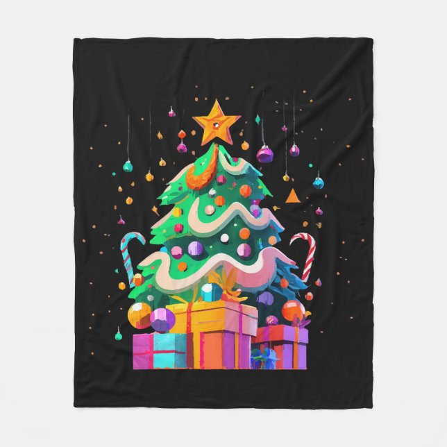 Radiance Christmas Tree Magic Fleece Blanket (Front)