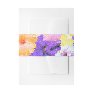 "Radiance in Bloom: Hibiscus in Stained Glass Invitation Belly Band
