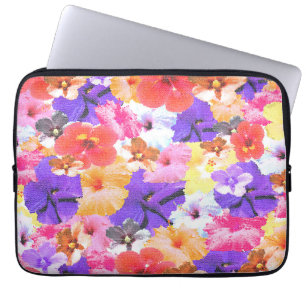 "Radiance in Bloom: Hibiscus in Stained Glass Laptop Sleeve