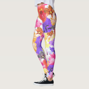 "Radiance in Bloom: Hibiscus in Stained Glass Leggings