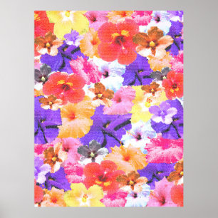 "Radiance in Bloom: Hibiscus in Stained Glass Poster