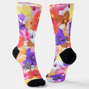 "Radiance in Bloom: Hibiscus in Stained Glass Socks