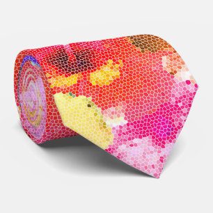 "Radiance in Bloom: Hibiscus in Stained Glass Tie