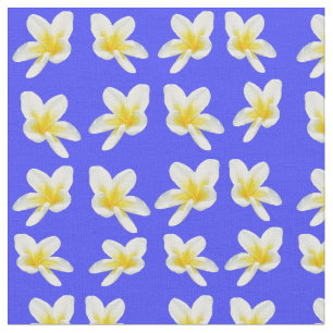 "Radiance on Blue: The Yellow Frangipani Story" Fabric