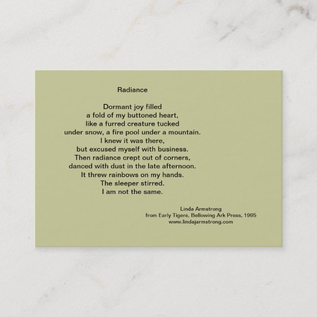 Radiance Poetry Trading Card (Front)