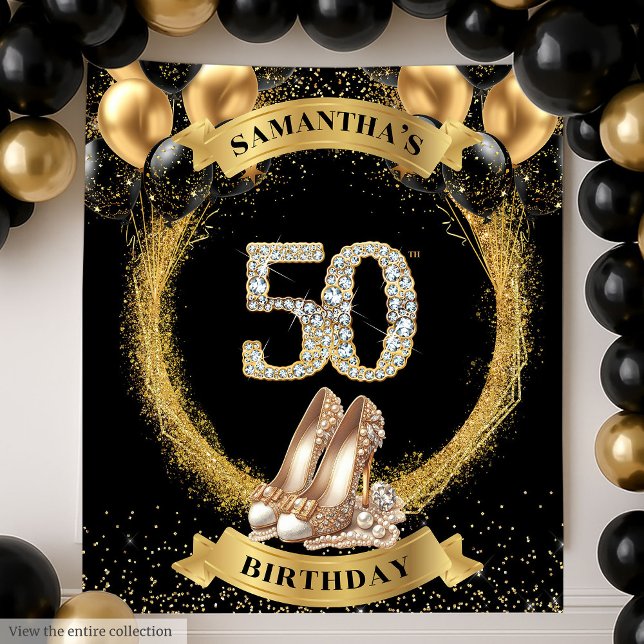 Radiant 50th Birthday Diamond Numbers High Heels Tapestry (Radiant 50th Birthday Diamond Numbers High Heels Tapestry)