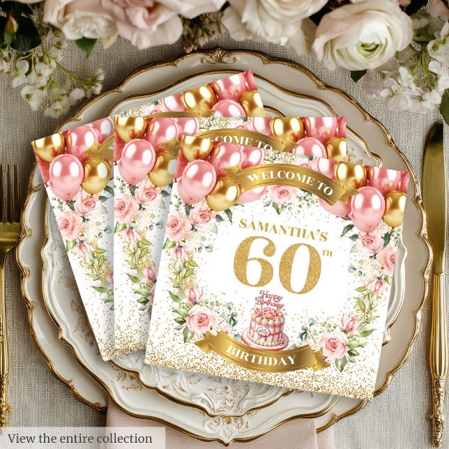 Radiant 60th Birthday Napkins Boho Flower Design (Radiant 60th Birthday Napkins Boho Flower Design

)