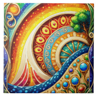 Radiant Abstract Art Ceramic Tile