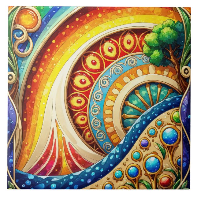 Radiant Abstract Art Ceramic Tile (Front)