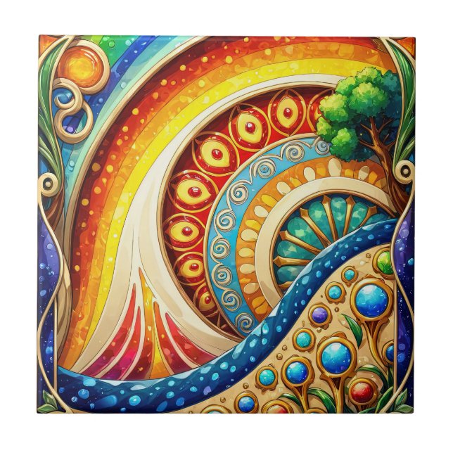 Radiant Abstract Art Ceramic Tile (Front)