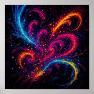 Radiant Abstract Dopamine Waves in Vibrant Motion! Poster