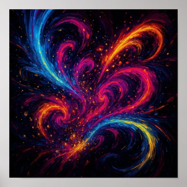 Radiant Abstract Dopamine Waves in Vibrant Motion! Poster (Front)