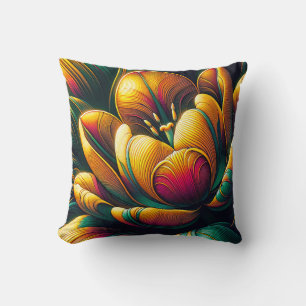 Radiant Abstract Tulip Bloom Cushion